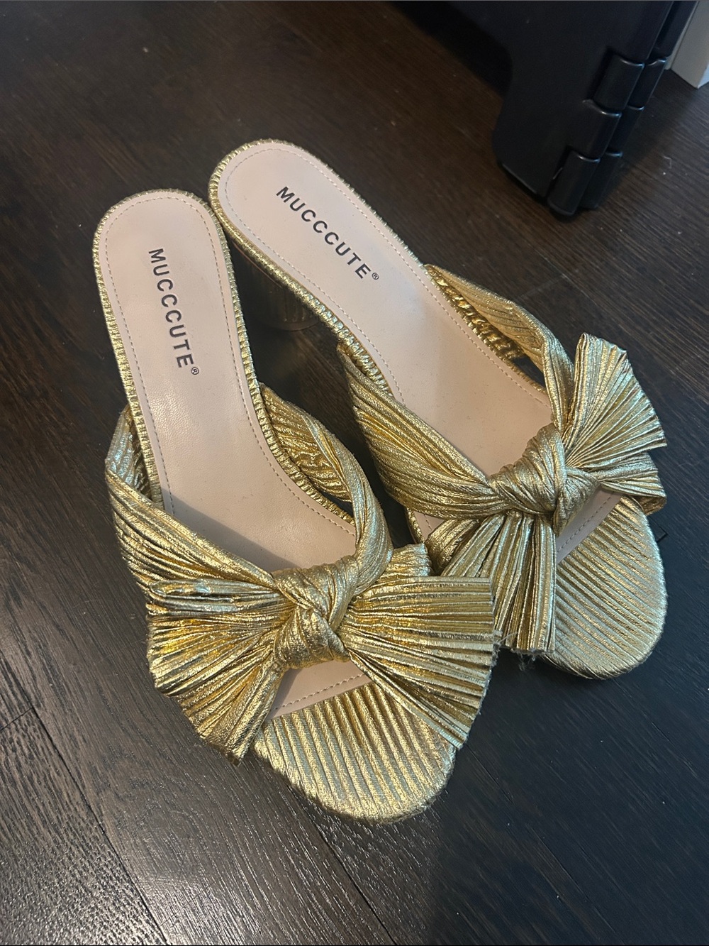 Gold Knot Slide Sandals for Women